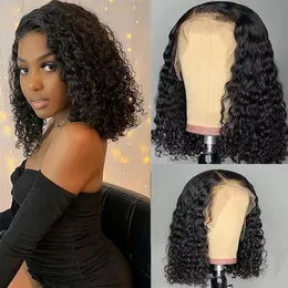 Curly Wave Transparent Lace Front Wig Short Bob Huamn Hair Wigs for Women Pre Plucked Remy 4x4 Lace Closure Wigs Bob Frontal Wig