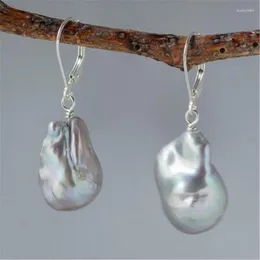Pendientes colgantes de plata barroca de 11-14mm, perla del Mar del Sur, ganchos para pendientes, joyería clásica, regalo Irregular fascinante