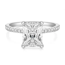 Solitaire Ring Kolmnsta 4CT Engagement Copper Ring for Women Radiant Cut Cubic Zirconia Wedding Band CZ Promise Anniversary Ring Size 4-11 230620