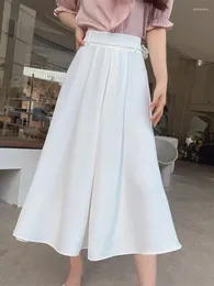 Skirts Dabuwawa High Waist Belt Skirt Pleated Sash A-Line Office Lady Spring Effortless Chic Summer Women 2023 DM1BSK022