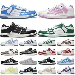 Fashion Bone Casual Shoes Skel Top Low Genuine Leather Sneaker White Black lime Grey Pink Khaki Green Luxury Designer Sneakers Men Women Trainers 36-45 With No Box