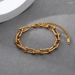 Länk armband nisch trend vattentät blekning rostfritt stål armband för kvinnor 18k real guld pläterade damer smycken direktförsäljning grossist