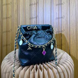 Bolsa de ombro feminina designer mini sacos de lixo 22 couro design diamante pequeno pingente corrente matelasse bolsas diagonais bolsa porta cartão estojo cosmético 16x17cm