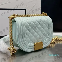 Women Saddle Postman Boy Bags Caviar Diamond Quild Metal Sprzęt Łańcuch Crossbody Mini Portfele Designer Luksusie torebki Torebka Sześć kolorów 20 cm