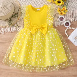 Mädchen Kleider 2023 Neue Sommer Mädchen Kleid Baumwolle Cartoon Spleißen Mesh Party Prinzessin Kleider Für 2-6 Jahre Mädchen geburtstag Kleidung AA230531