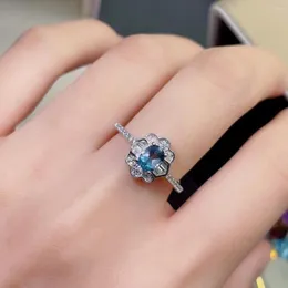 クラスターリングcolifelove 0.3ct 4mm 5mmナチュラルトパーズシルバーリング925スターリングジュエリーファッションフラワーと宝石