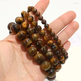 Strand Natural Stone Beaded Bracelet Single Ring Tiger Eye Round Beads Jewelry Vintage Charm Chain For Women 6/8/10/12mm