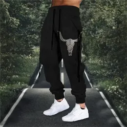 Mens Pants Joggers byxor Män Sweatpants Sidfickor Ribbon Grafisk komfort andas Sport Streetwear 230620