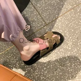 Terlik Düz taban terlikleri kalın taban harici giyen ikinci amca terlikleri kadın yaz zapatos diseator lujo mujer slaytlar j230621