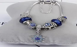 Contas de charme apto para pandora jóias 925 pulseiras de prata pingente de floco de neve pulseira azul céu abóbora carrinho encantos DIY jóias com gi4821681