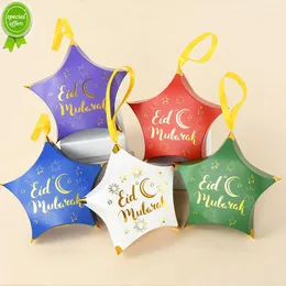 Ny 5/10st Star Shape Eid Mubarak Candy Present Box Ramadan Mubarak Muslim Islamic Festival Party Diy Decoration Supplies 2023