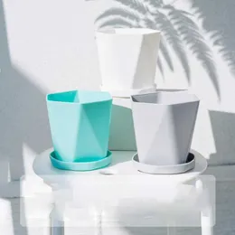 Plaster Pots plastik مجموعة Unik Indah Pot Bunga Tidak Mudah Penanam Bunga Pembukaan Besar Untuk