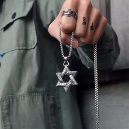 Strängar Strings Star of David Pendant Chain Halsband för män Kvinnor Silver Color Hip Hop Long Chains Halsband smycken pojkar gåva 230621