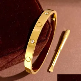 Charm Bracelets Designer Bracelet Clover Love Chain Luxury Jewelry Rose Gold Sier Plated Stainless Steel Bangle For Women Mans Cuff Dhdea