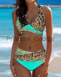 Kadın Büyük Beden Mayo Leopar Desenli Çapraz Boyundan Bağlamalı Bikini Seti 2023 Yaz Kadın Mayoları Seksi Bağcıklı İki Parça Plaj Takım Elbisesi Tatil x0621