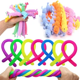 Corda attorcigliata Fidget Toy TPR Caterpillar Unicorn Noodles Pull Rope Gomma morbida Corda elasticizzata Corda elastica Sollievo Stress Giocattoli spremere giocattolo