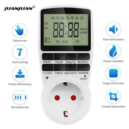 Timer Digitaler Timer-Schalter, elektronisch, 1224 Stunden, programmierbare Zeitsteuerung, Steckdose, EU, UK, US, AU, FR, Stecker, Steckdose, Küchengerät, Zeitsteuerung 230620