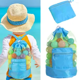 Storage Bags Foldable Beach Pouch Tote Bag Kids Mesh Large Capacity Travel Toy Sand Organizer Net Portable Backpack