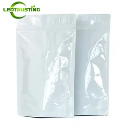 Letrusting 50pcs/partia gruba stojak na błyszczącą białą aluminiową folia ziplock torba dopack biała folia cukier