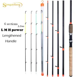 Spinning Rods Sougayilang Feeder Fishing Rod Längt handtag 6 Sektioner L M H Power Carbon Fiber Travel Tackle 230621