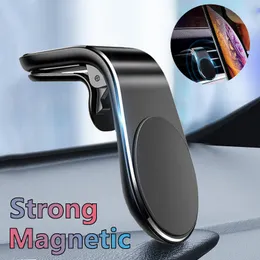 Suporte de telefone magnético para carro Suporte de ventilação de ar com ímã GPS Suporte de telefone para smartphone no carro para iPhone13 Huawei Samsung L-Type Universal