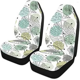 Car Seat Covers Plant Leaf Print 2pcs Universal Cover With Individual Creative Printing Pattern Durable Quick I