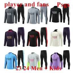 2023 Paris Tracksuit Mbappe 23 24 Ny PSGS -träningsdräkt långärmad fotboll barn och män fotboll jersey kit uniform chandal fan player version sweatshirt toppkvalitet