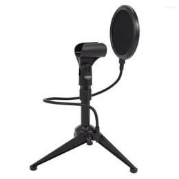 Microphones 1Set Microphone Mount Dual Mesh Filter And Screw Adapter Adjustable Isolation Metal Stand Tripod Black