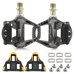 Pedais de bicicleta KOOTU Lock Pedal Carbon Pattern Clip Road com rolamentos selados e travas para SPD System 230621