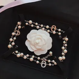 أزياء سلسلة قلادات طويلة من الكريستال للنساء الرجال عشاق الزفاف هدية هدية المجوهرات قلادة المجوهرات مع حقيبة الفانيلا