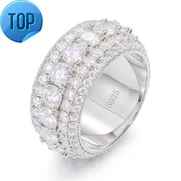 Hip Hop Jewelry 925 Sterling Silver Pave VVS Moissanite Diamond Multi Layer Iced Out Out Wedding for Men Finger Ring