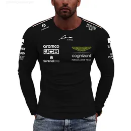 남자 티셔츠 2023 Aston Martin F1 티셔츠 컬렉션 Alonso 14 긴 슬리브 T 셔츠 패션 티 탑 봄 대형 어린이 옷