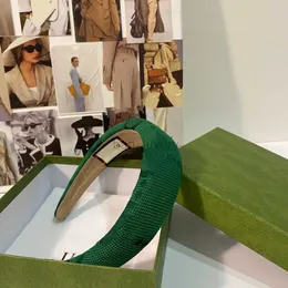 Box Luxury G-Letter Women Headbands Green Khaki Color Hair Hoops Braids 밴드 EU 미국 여성 크리스마스 선물 헤어 밴드와 스탬프