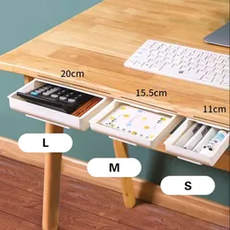 Förvaringshållare rack själv stick blyertsbricka under skrivbordslådan arrangör bordslådor står självadhesive underdrawer box 230621