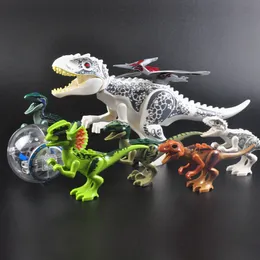 Figury zabawek akcji jurajski dinozaur park dinos światowe bloki budowlane zwierzęta Tyrannosaurus Rex Indominus I-Rex Blue Figures Triceratops Toys 230621