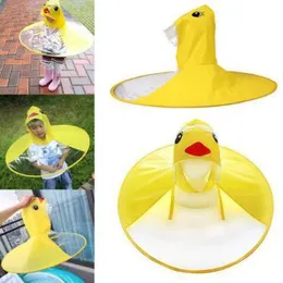 Söta barn UFO Raincoat Rain Cover Rolig gul Duck Raincoat Paraply Poncho Hands Free Rainwear Waterproof Rain Gear