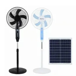 Solar Electric Fan Standing Floor Desk 16 inches 3 Gears with Adapter For Home Office