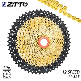 Cykelfria kedjehjul ztto MTB 12 Speed ​​11 52T Cassette 12s 52t 12v K7 Black Gold Steel Freewheel Socrect