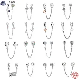 Para encantos de pandora autênticos 925 miçangas prateadas penduradas new 925 Cat and Dog Chain Moon Holding Bead