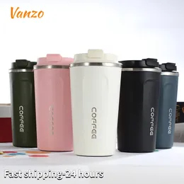 Vattenflaskor DoubleLayer Vakuum Rostfritt stål Portable Coffee Cup Simple Car Mounted Mens and Womens Highvalue Handy Thermos 230621