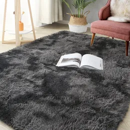 Mattor grå matta för vardagsrum plysch matta säng golv fluffiga mattor anti slip hem dekor mattor mjuka sammet barn filt 230621