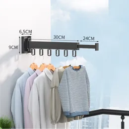 Hangers Racks Folding Clothes Hanger Wall Mount Retractable Cloth Drying Rack Indoor Outdoor Space Saving Aluminum Home Laundry Clothesline cghng 230621