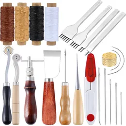 Hantverksverktyg Kaobuy Professional Leather Craft Tools Kit Hand Sy Stitching Punch Carving Work Sadel Set Accessories DIY Tool Set 230621