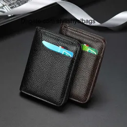 Porta-cartões masculinos porta-cartões fino mini-carteira bolsa de armazenamento de cartões unissex requintada bolsa de moedas PU com bloqueio de RFID bolsa de armazenamento de dinheiro para cartão de banco