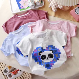 T ertrts summer baby t Shirt Panda Cartoon Print Boys Girls Tops Tops Short Sleeve Cotton 1 8y children comples 230620