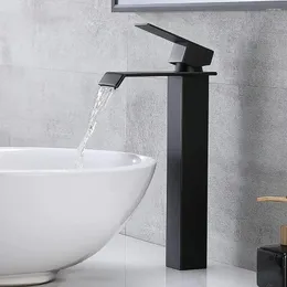 Banyo lavabo muslukları skowll şelale musluğu tek tutamaç gemisi güverte montaj vanity mat siyah