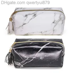 Cosmetic Bags Cases Fashion Women Girls Marble Zipper Tassel Purse Travel Makeup Bag Lady Toiletry Pencil Case Stationery Organizer New