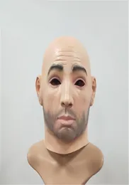 Nova máscara artificial de látex para homem com capuz peruca de rosto inteiro pele humana disfarce de rosto brincadeira traje de Halloween máscara de homem de silicone realista3410393