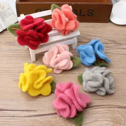 Hårklämmor Barrettes 10st Big Size Wool Felt virkning Blomma Craft Button Patch Sticker Fit For Girls Headband Smyckesplagg