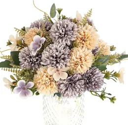 Fioriere Vasi 3 pezzi Fiori artificiali Palla di crisantemo Seta Ortensia Bouquet finto Fiore realistico per centrotavola matrimonio 230621